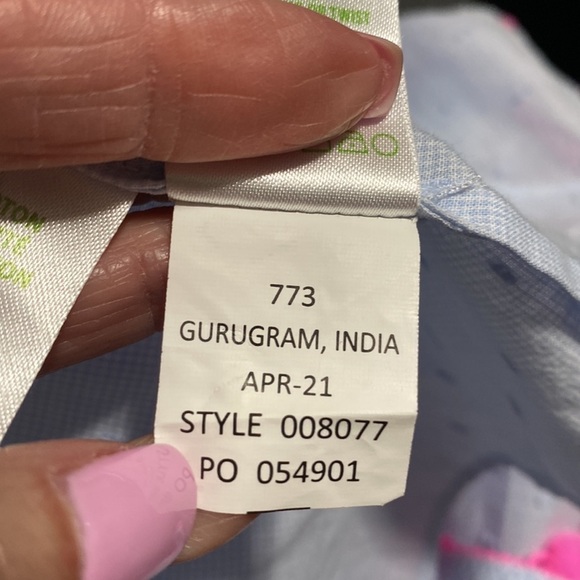 Lilly Pulitzer Raquelle Top Bluebell Blue Swiss Dot Dobby Chambray Sz XS NEW - Picture 11 of 12